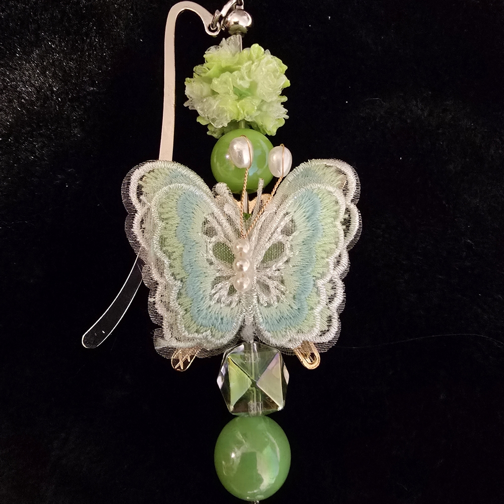 Elegant Butterfly Ornament/Bookmark with Green Accents